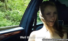 Horny teen hitchhiker pounded in the car