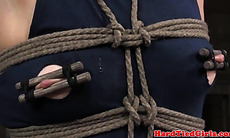 Gstring tied sub gagged during tt
