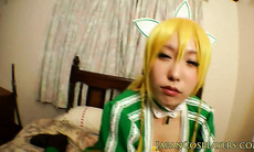 Japanese cosplay cutie as leafa in pov action