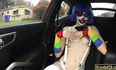 Slim clown Mikayla Mico fucked in public
