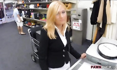 Sexy milf pawns her pussy and pounded by horny pawn man