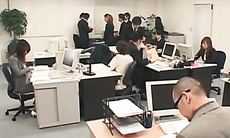 Appealing asian office babe gets sexually teased at work