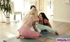 Curvaceous Lesbian Threesome Yoga Excercise