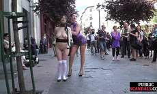 Naked slut public exposed and humiliated outdoor by domina