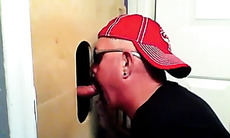 Two horny buddies get a fantastic glory hole suck off