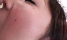 Close-up with japanese maid tongue kissing