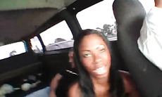 Ebony amateur hoe gets pussy checked in the bus