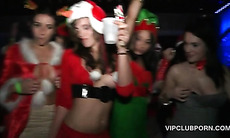 Wet hoes banged in Xmas VIP room group sex