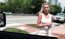 Dumped blonde Tucker Starr needs a ride and in the car she takes off her panties