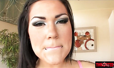 Sultry Karmen Karma roughly face fucked