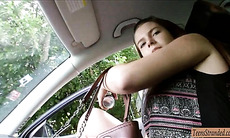 Amateur Russian teen doggy fuck in a car